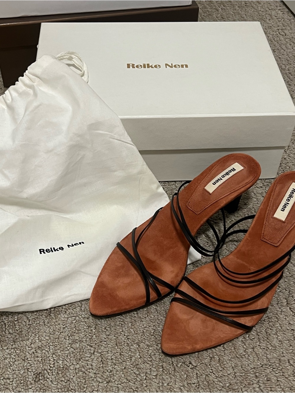 Reike Nen Brown Suede Strappy Pointy Sandals